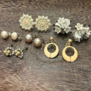 Vintage White Earring Lot